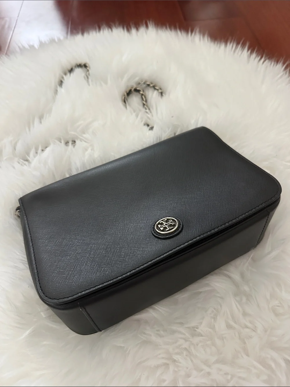 Tory Burch Black Leather Crossbody with Gold-Tone Logo